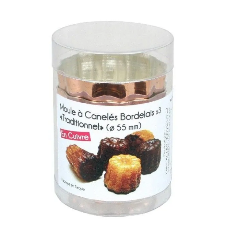 Moule à cannelé bordelais cuivre 5,5 cm x3 - Chevalier