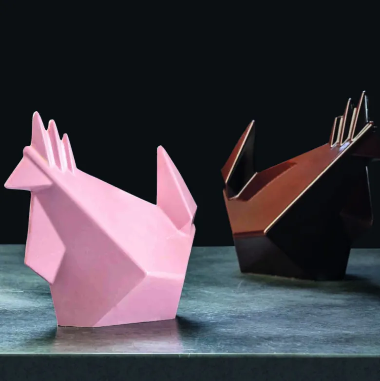 Moule chocolat Poule Origami x2 - Pavoni