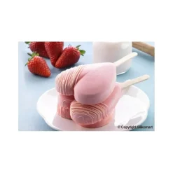 Moule à Glace Silicone 2 Mini Cœur avec bâtonnets - Silikomart