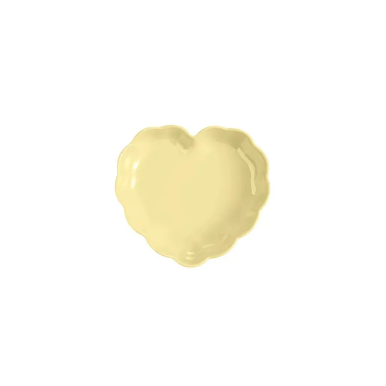 Moule à Gâteau Cœur en Céramique Jaune Vanille 26,5 x 24,5 cm Madeleine - Emile Henry