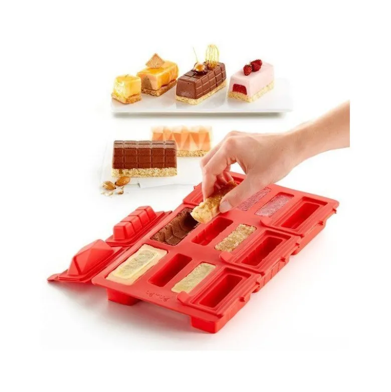 Moule mini bûche carrée avec insert silicone x6 - Lékué