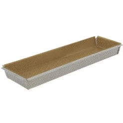 Moule rectangulaire perforé fond amovible + feuille cuisson - De Buyer