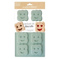 Moule Silicone Biscuit Sourire 30 x 17,5 x H 1,1 cm - Scrapcooking