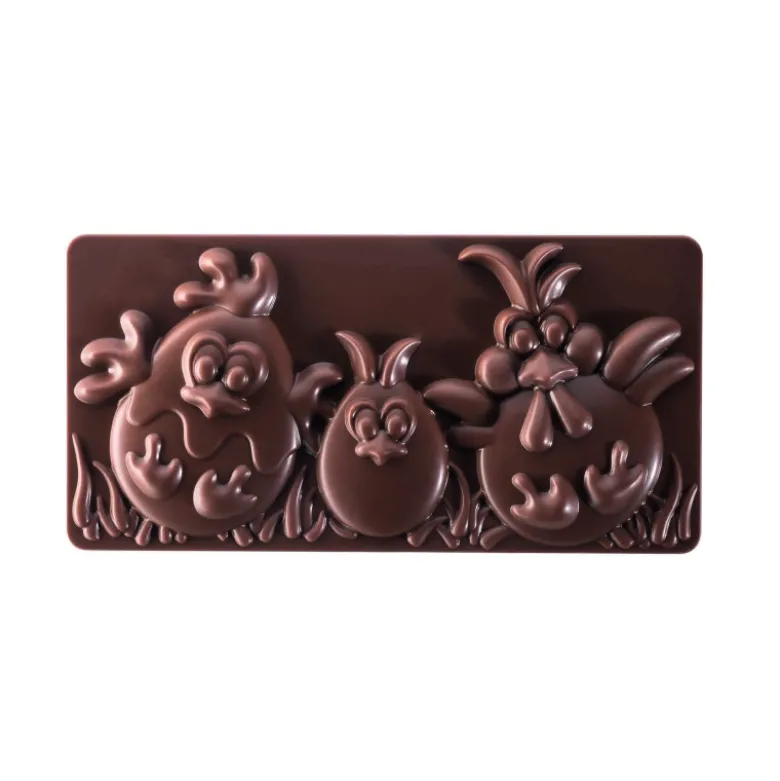 Moule tablette chocolat poules de Pâques x3 - Pavoni Italia