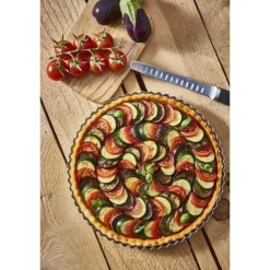 Moule à tarte cannelé inox fond amovible + feuille cuisson - De Buyer