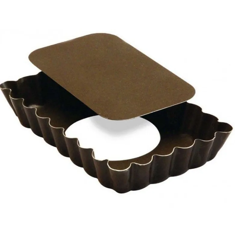 Moule à tartelette rectangle avec fond amovible 12 cm (x6) - Gobel