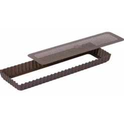 Moule tarte rectangulaire perforé fond amovible 35cm - Gobel