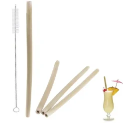 Paille bambou cocktail x4 + goupillon - Totally Addict
