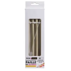 Paille bambou cocktail x4 + goupillon - Totally Addict