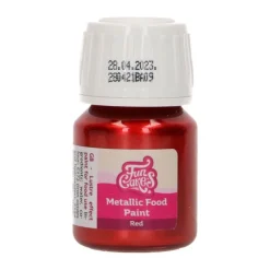 Peinture alimentaire rouge métallique 30ml - FunCakes