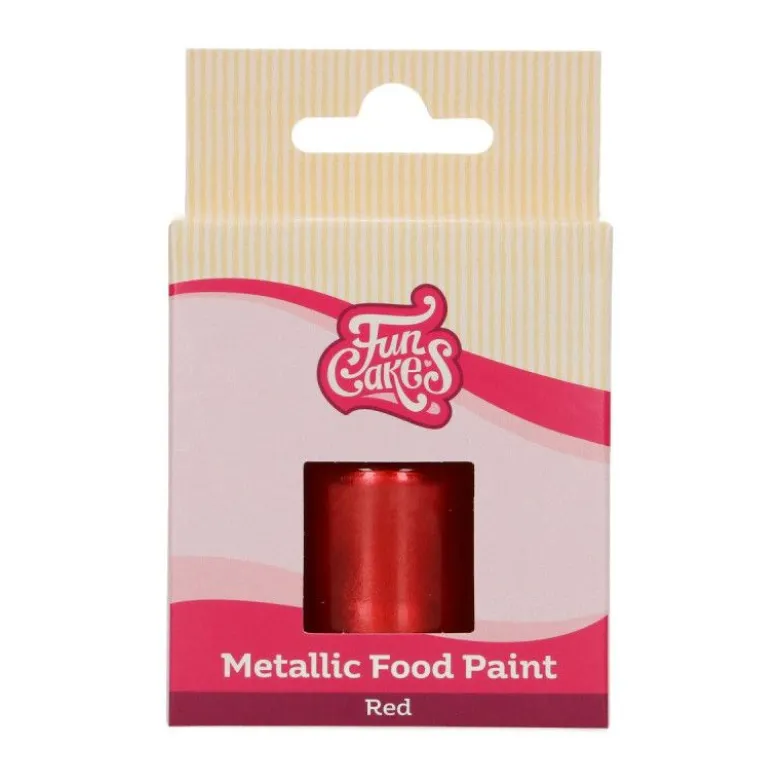 Peinture alimentaire rouge métallique 30ml - FunCakes