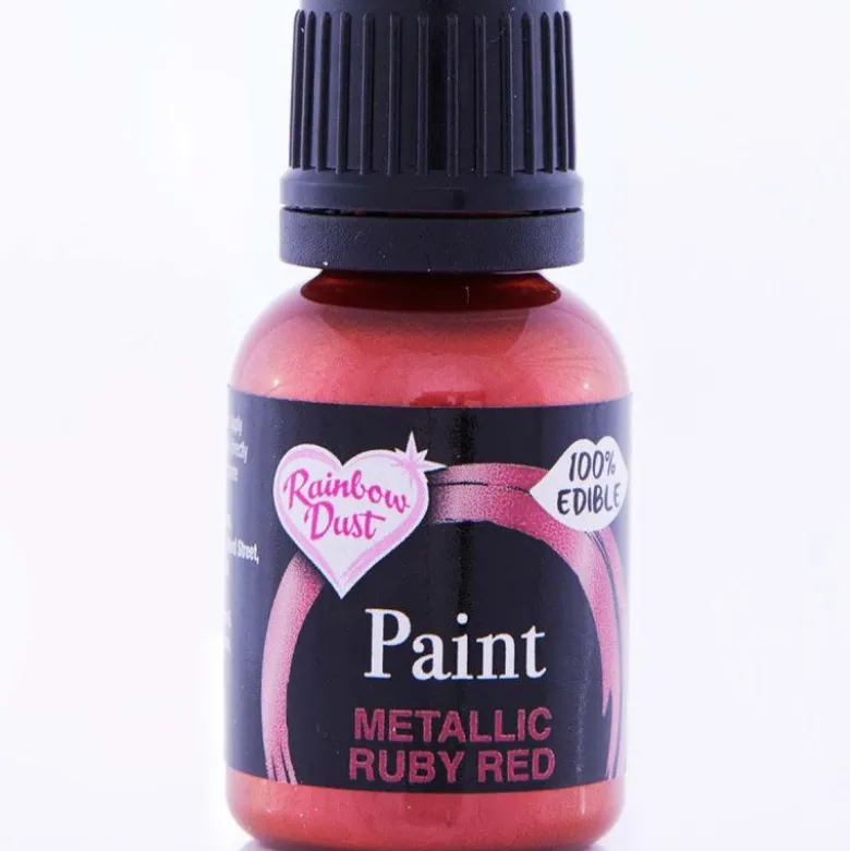 Peinture alimentaire Rouge métallique 23g - Rainbow Dust