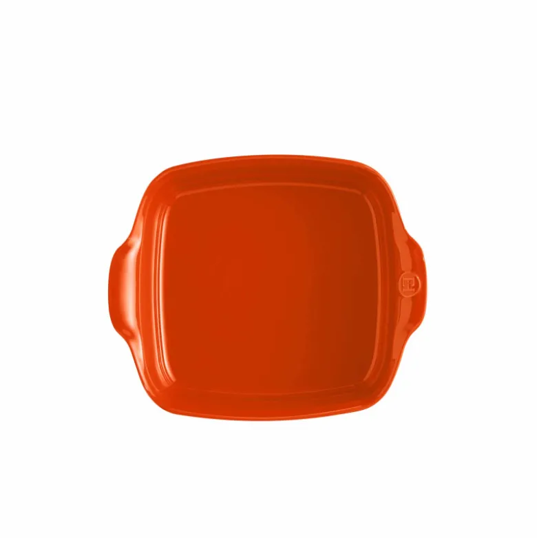 Plat à four carré 24 cm orange Toscane - Emile Henry