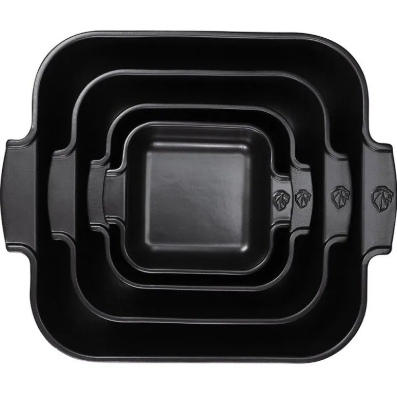 Plat à four carré noir satin céramique Appolia 28cm - Peugeot