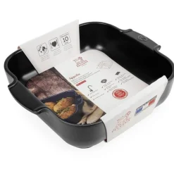 Plat à four carré noir satin céramique Appolia 28cm - Peugeot