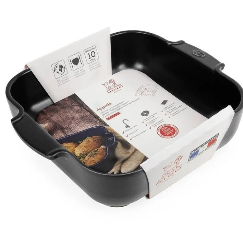 Plat à four carré noir satin céramique Appolia 28cm - Peugeot