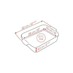 Plat à four rectangulaire rouge céramique Appolia 32cm - Peugeot