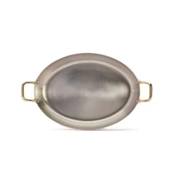 Plat ovale cuivre inox 2 anses laiton 32cm - De Buyer