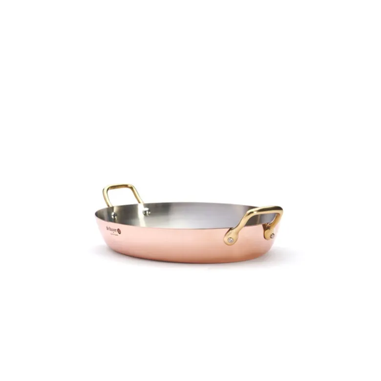 Plat ovale cuivre inox 2 anses laiton 36cm - De Buyer