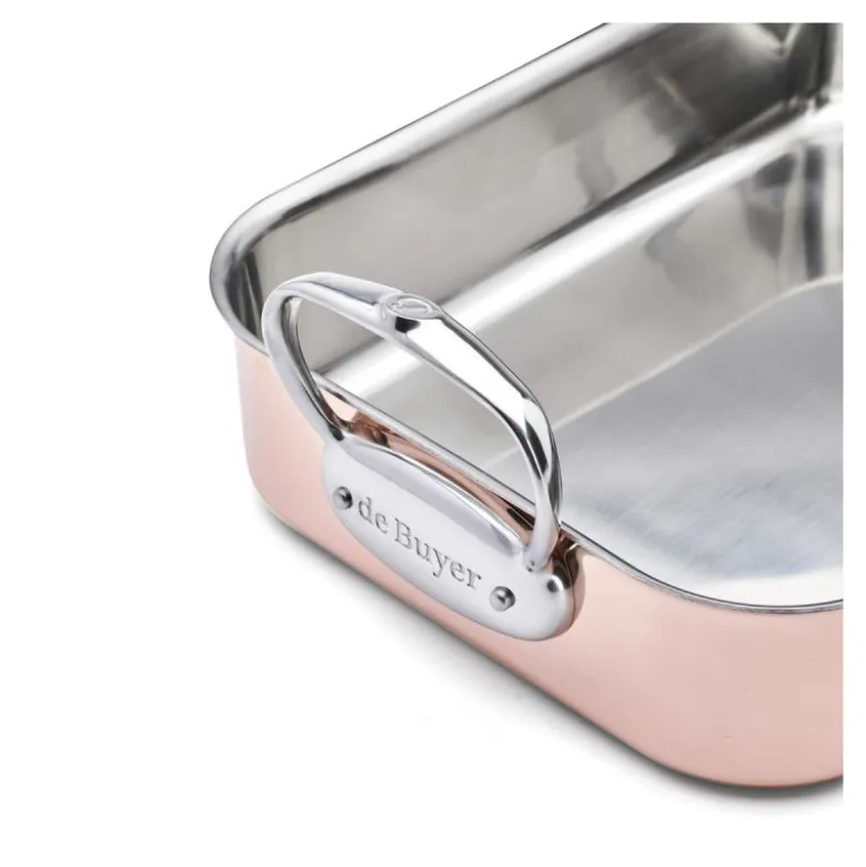 Plat à rôtir pro Inocuivre rectangulaire 35 x 25 cm Cuivre Inox - De Buyer