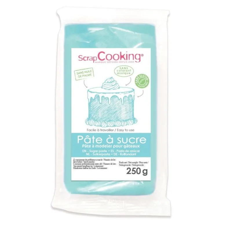 Pâte a sucre bleu clair 250g - ScrapCooking