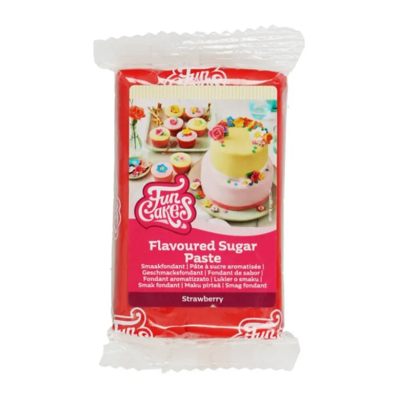 Pâte à Sucre Rouge Goût Fraise 250g - Funcakes