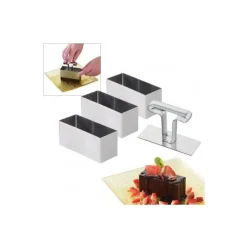 Rectangle a mousse 9cm (x3) + poussoir - Patisse