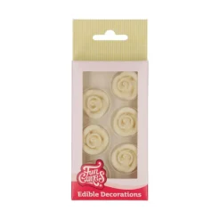 Rose pâte à sucre blanche x6 - Funcakes