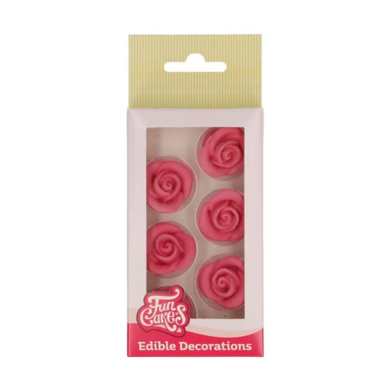 Rose pâte à sucre rose x6 - Funcakes
