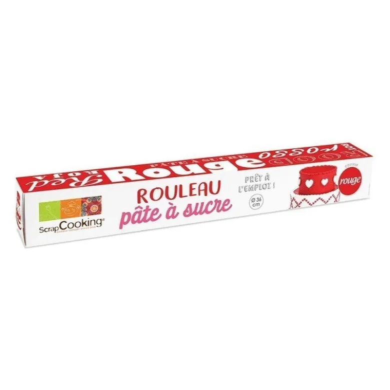 Rouleau de pâte à sucre rouge 430g - ScrapCooking