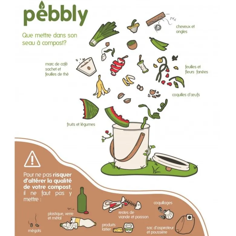 Seau à compost 3,5L crème - Pebbly