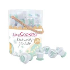 Seau 36 découpoirs éjecteurs lettres & chiffres - Scrapcooking