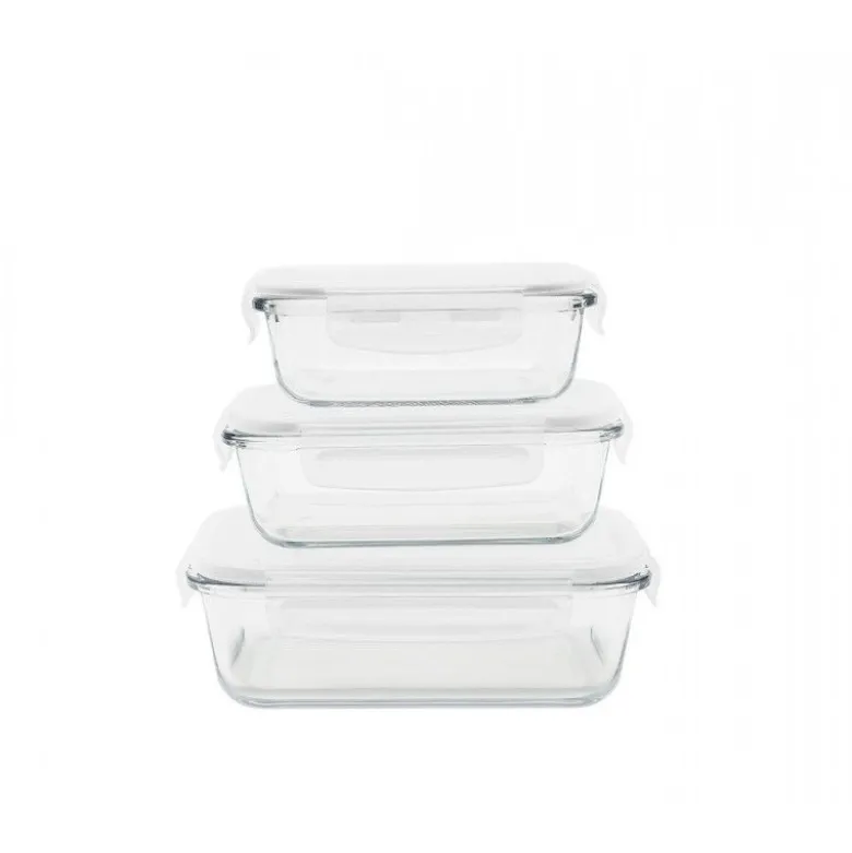 Set 3 boîtes conservation verre - Pebbly