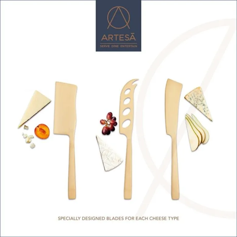 Set 3 couteaux à fromage doré cuivré - Artesa