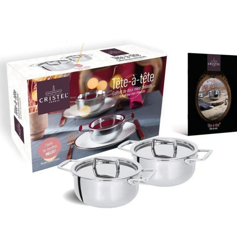 Set 2 mini cocottes Castel Pro 10 cm inox - Cristel