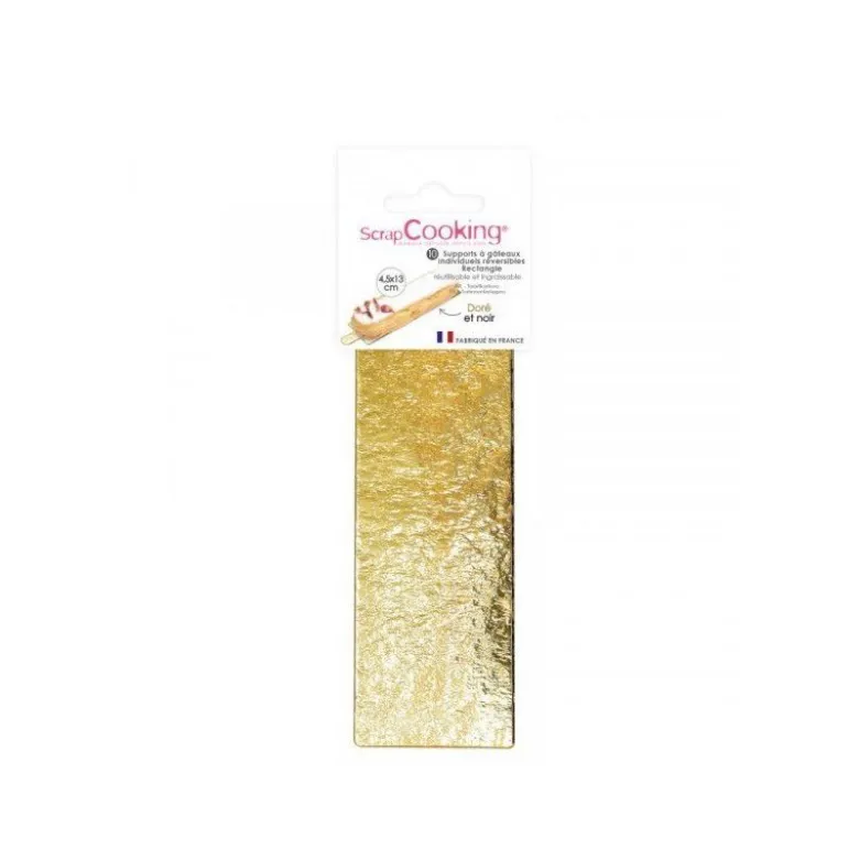 Support à gâteaux rectangle or/noir x10 13cm - ScrapCooking