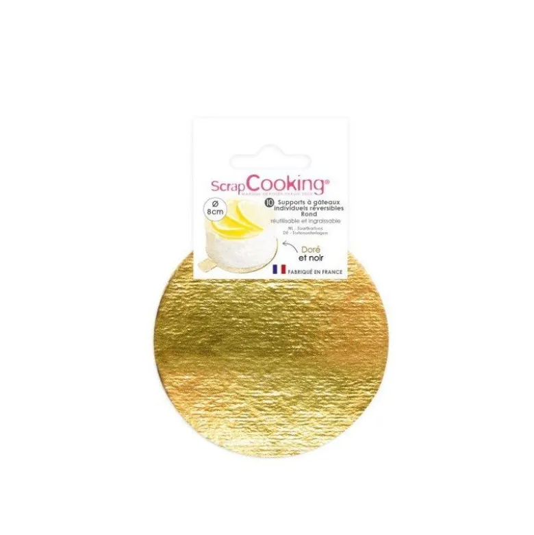 Support à gâteaux rond or/noir x10 8cm - ScrapCooking