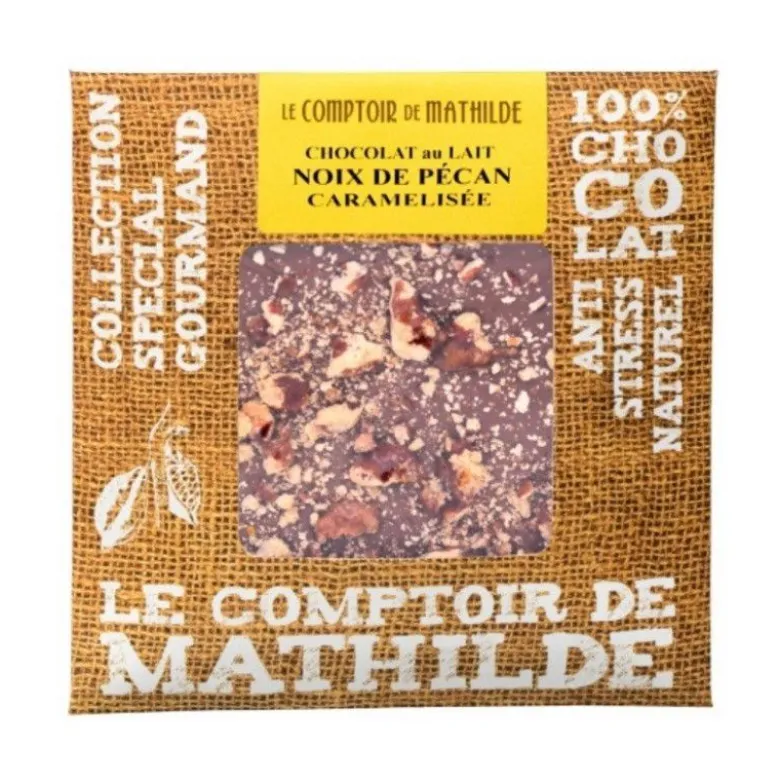 Tablette chocolat lait Noix de Pécan - Le Comptoir de Mathilde