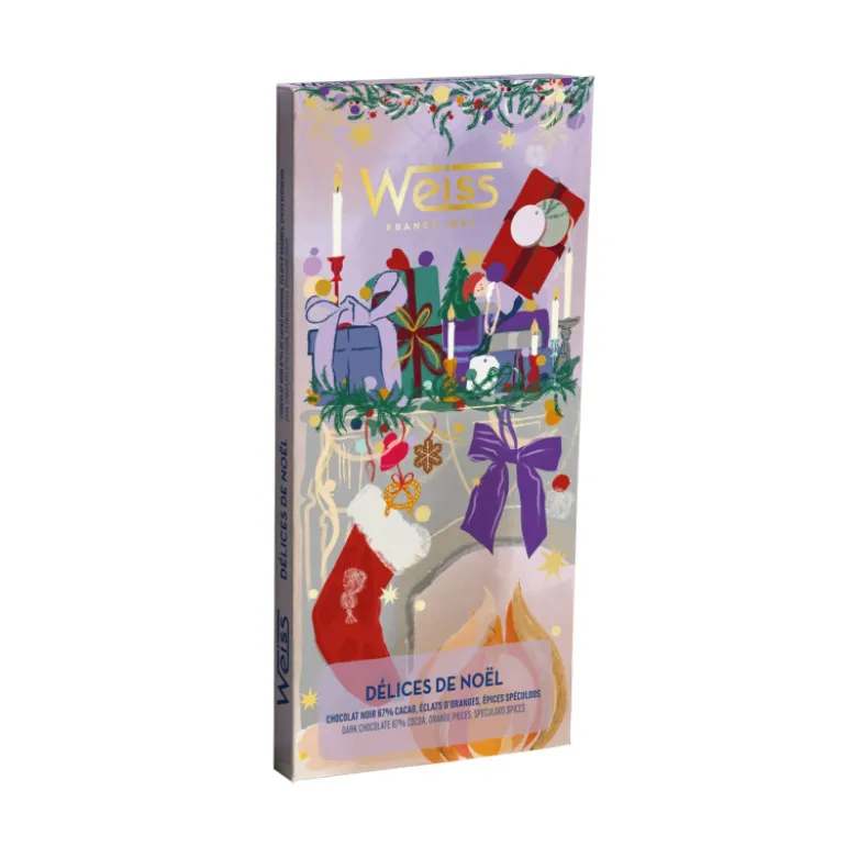 Tablette de Chocolat Noir aux Épices de Noël 67% 90 g - Weiss