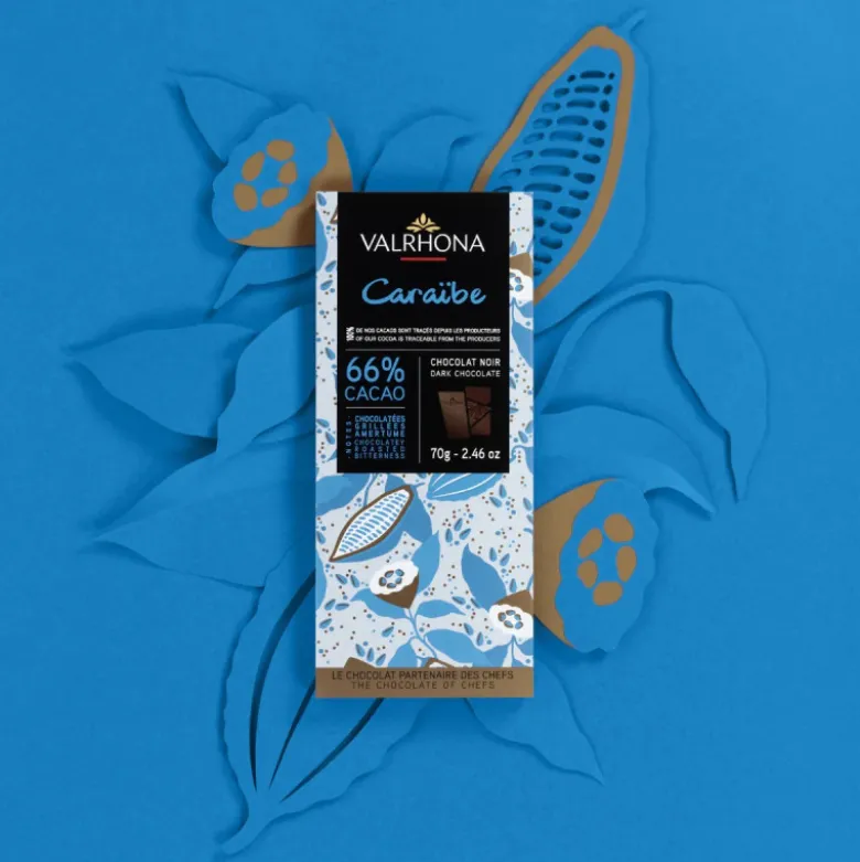 Tablette de Chocolat Noir Caraïbe 66% 70g - Valrhona
