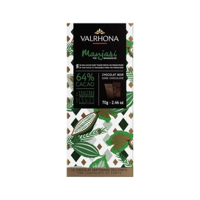 Tablette de Chocolat Noir Manjari 64% 70g - Valrhona