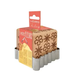 Tampon à biscuit bois Fleurs et découpoir - ScrapCooking