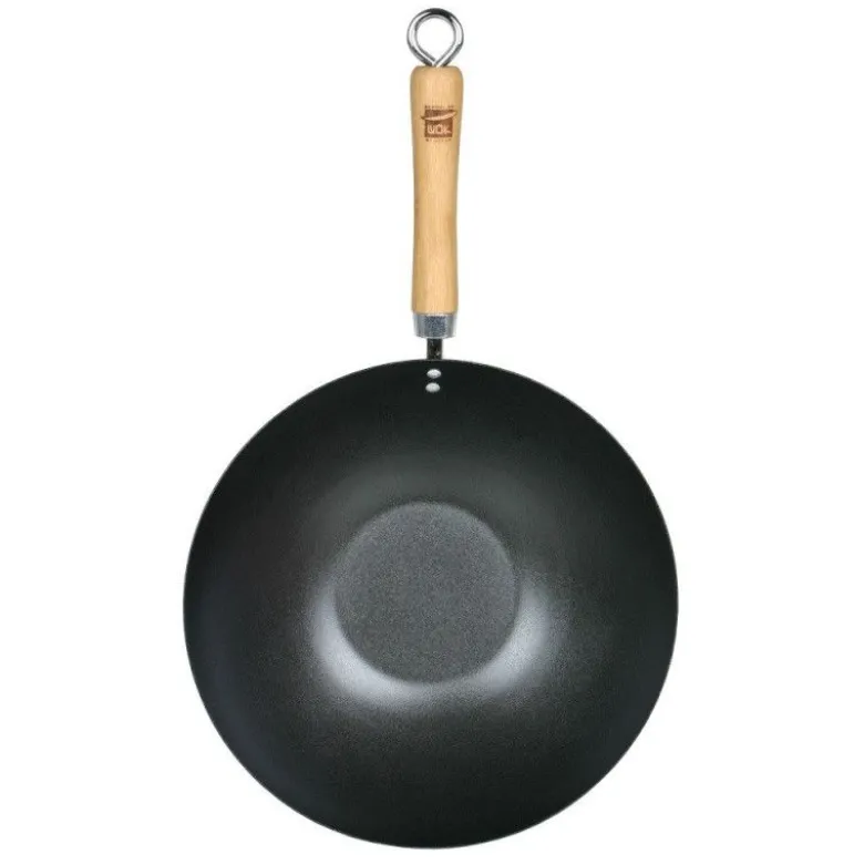 Wok acier antiadhésif 30cm fond plat - School of Wok