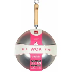 Wok acier 30cm fond plat "Be a Wok Star" - School of Wok