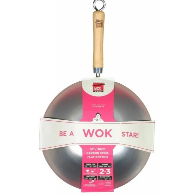 Wok acier 30cm fond plat "Be a Wok Star" - School of Wok